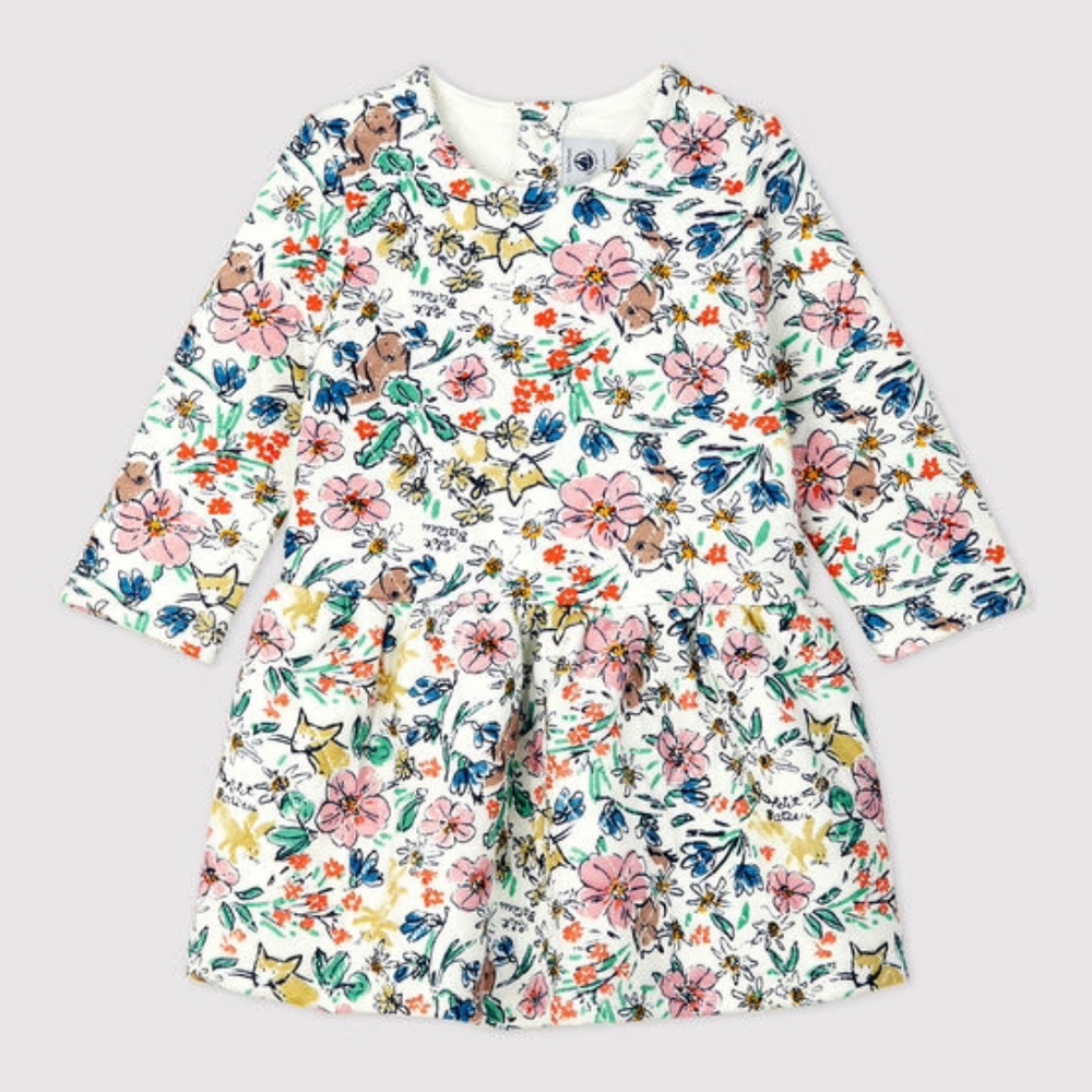 Petit Bateau Quilted Floral Dress 12m
